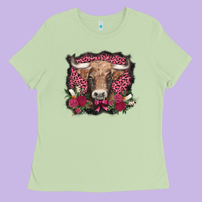 V.d. Cow And Roses Ladies Tee Designed By Adodesignshop