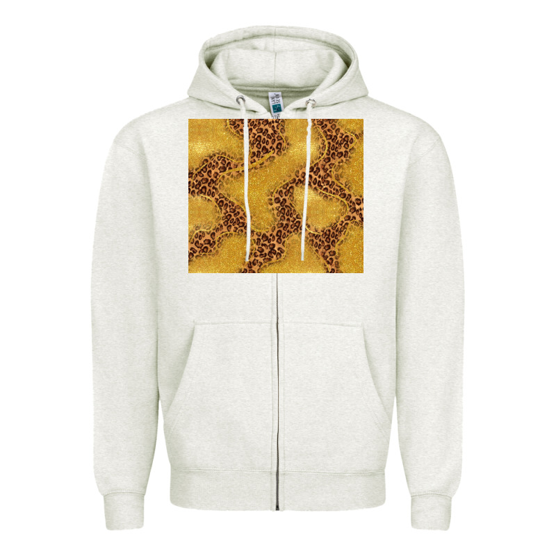 Gold Glitter With Leopard Pattern Zipper Hoodie by TumblerDesignByShophia | Teevron