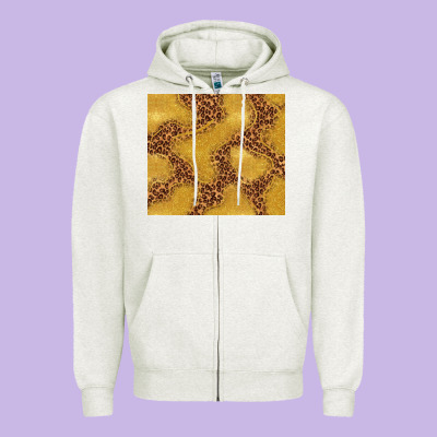 Gold Glitter With Leopard Pattern Zipper Hoodie Designed By Tumblerdesignbyshophia