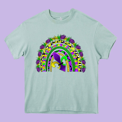 Mardi Gras Rainbow Heavy Core Tee Designed By Adodesignshop