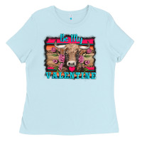 Baby Blue be my valentine with cow Ladies Tee - AdoDesignShop