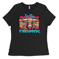 Black be my valentine with cow Ladies Tee - AdoDesignShop