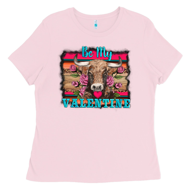 Be My Valentine With Cow Ladies Tee by AdoDesignShop | Teevron