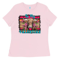 Bubblegum Pink be my valentine with cow Ladies Tee - AdoDesignShop