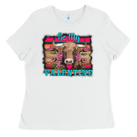 White be my valentine with cow Ladies Tee - AdoDesignShop