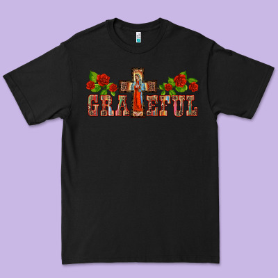 Grateful Guadalupe Cross Premium Tee Designed By Barkaloodesign
