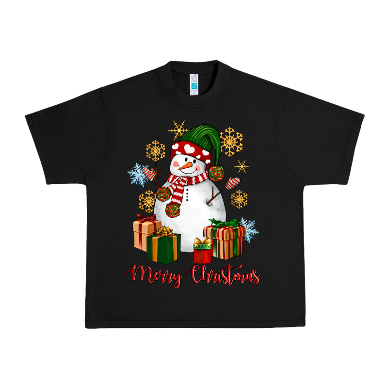Snowman Merry Christmas Urban Heavy Tee by NancyCooperArtShop | Teevron