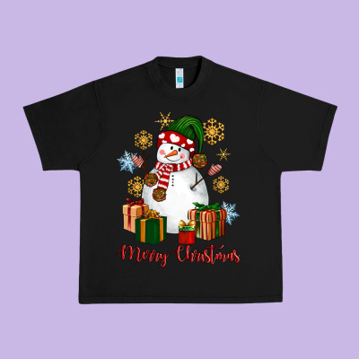 Snowman Merry Christmas Urban Heavy Tee Designed By Nancycooperartshop