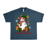 Midnight Navy Snowman Merry Christmas Urban Heavy Tee - NancyCooperArtShop