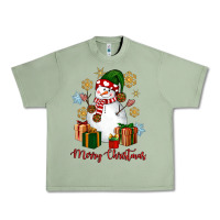 Oil Green Snowman Merry Christmas Urban Heavy Tee - NancyCooperArtShop
