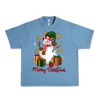 Pebble Blue Snowman Merry Christmas Urban Heavy Tee - NancyCooperArtShop
