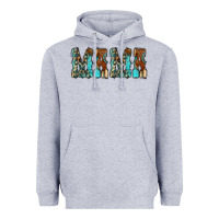 Heather Grey Mama Turquoise Tooled Heavyweight Hoodie - CowCowDesign