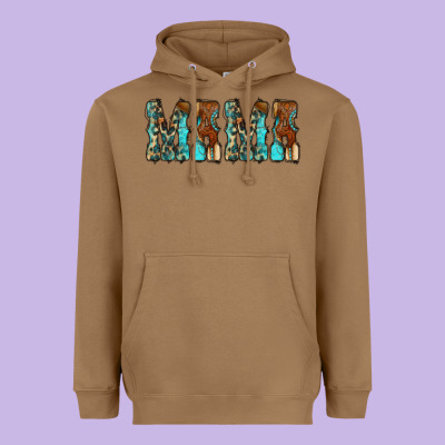 Mama Turquoise Tooled Heavyweight Hoodie Designed By Cowcowdesign