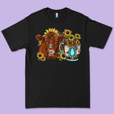 Sunflower Coffee Cup Red Angus Gemstone Premium Tee Designed By Jahusdesignshop