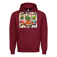 Burgundy cowhide succulent Zipper Hoodie - TumblerDesignByShophia