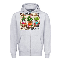 Heather Grey cowhide succulent Zipper Hoodie - TumblerDesignByShophia