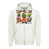 Oatmeal Heather cowhide succulent Zipper Hoodie - TumblerDesignByShophia