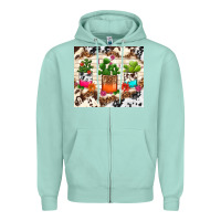 Seafoam cowhide succulent Zipper Hoodie - TumblerDesignByShophia