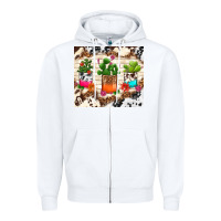 White cowhide succulent Zipper Hoodie - TumblerDesignByShophia