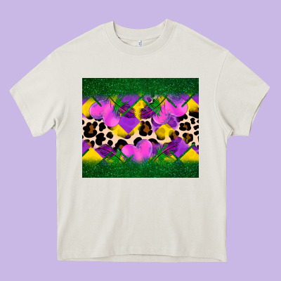 Mardi Gras Leopard And Heart Heavy Core Tee Designed By Adodesignshop