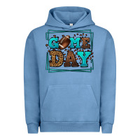 Pigment Pebble Blue Game day American Football leopard frame Urban Hoodie - LillyAllenDesigns