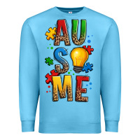 Ocean Blue ausome autism Premium Sweatshirt - OliviaCreatesArt