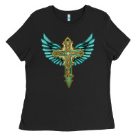 Black wing cross Ladies Tee - Artiststas
