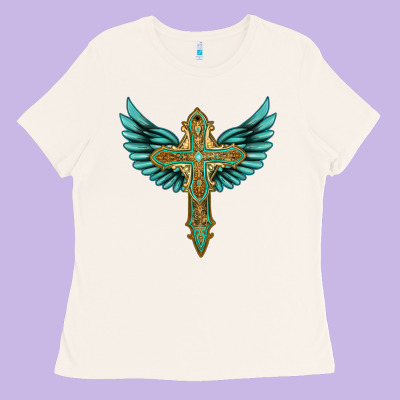 Wing Cross Ladies Tee Designed By Artiststas