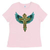 Bubblegum Pink wing cross Ladies Tee - Artiststas