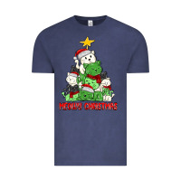 Vintage Denim meowy christmas cat tree Vintage Tee - MaliasSmallBusiness