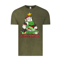 Vintage Olive meowy christmas cat tree Vintage Tee - MaliasSmallBusiness