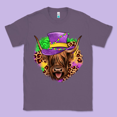 Highland Cow Mardi Gras Classic Tee Designed By Jahusdesignshop