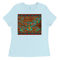Baby Blue western thunderbird and arrow with aztec leopard Ladies Tee - Artiststas