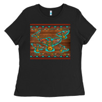 Black western thunderbird and arrow with aztec leopard Ladies Tee - Artiststas