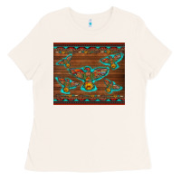 Bone western thunderbird and arrow with aztec leopard Ladies Tee - Artiststas