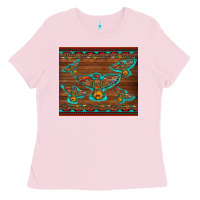 Bubblegum Pink western thunderbird and arrow with aztec leopard Ladies Tee - Artiststas
