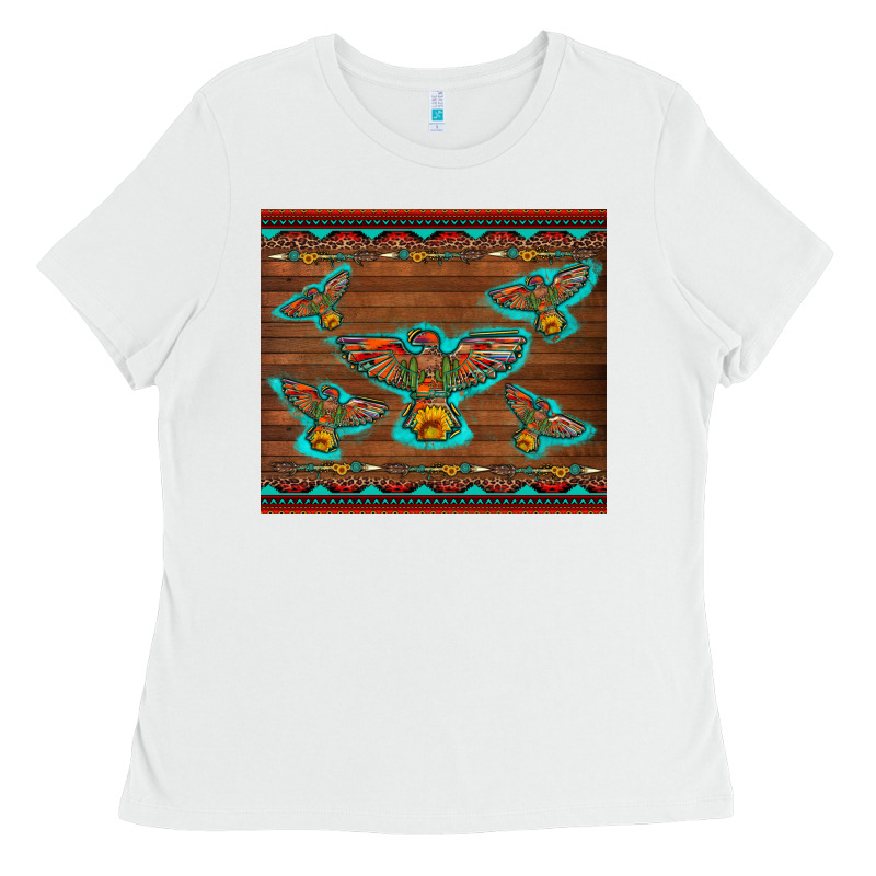 Western Thunderbird And Arrow With Aztec Leopard Ladies Tee by Artiststas | Teevron