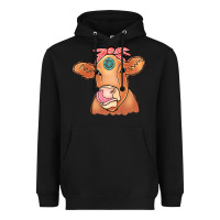 Black Cow  Turquoise Heavyweight Hoodie - CowCowDesign