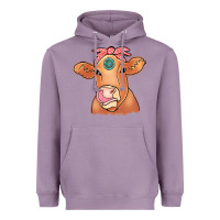 Lavender Cow  Turquoise Heavyweight Hoodie - CowCowDesign