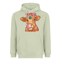 Matcha Cow  Turquoise Heavyweight Hoodie - CowCowDesign