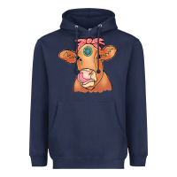 Navy Cow  Turquoise Heavyweight Hoodie - CowCowDesign