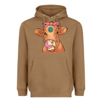 Toasted Coconut Cow  Turquoise Heavyweight Hoodie - CowCowDesign