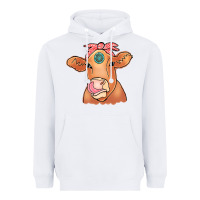 White Cow  Turquoise Heavyweight Hoodie - CowCowDesign