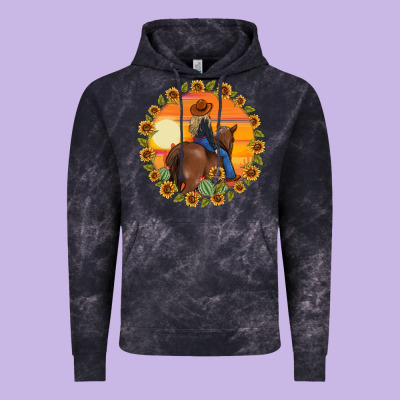 Cowgirl Sunflower Vintage Hoodie Designed By Maliassmallbusiness