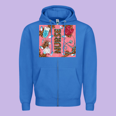 Pink Glitter Nurse Zipper Hoodie Designed By Tumblerdesignbyshophia