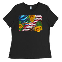 Usa Flag And Sunflower Serape Leopard And Cactus Ladies Tee | Teevron