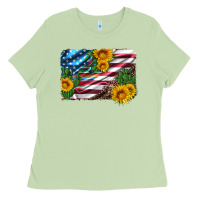 Matcha usa flag and sunflower serape leopard and cactus Ladies Tee - Artiststas