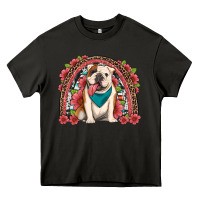 English Bulldog Floral Rainbow Heavy Core Tee | Teevron