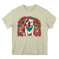 Mossy english bulldog floral rainbow Heavy Core Tee - Artiststas