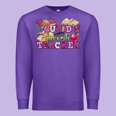 Cupid's Favorite Teacher Premium Sweatshirt Designed By Oliviacreatesart